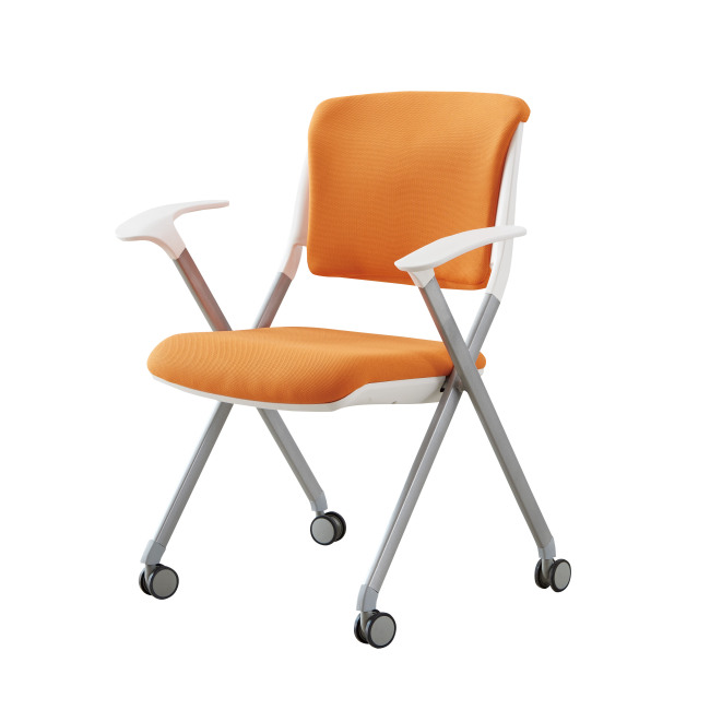Офисный стул с роликами Складная пластиковая и тканевая спинка сиденья Высококачественный школьный стул