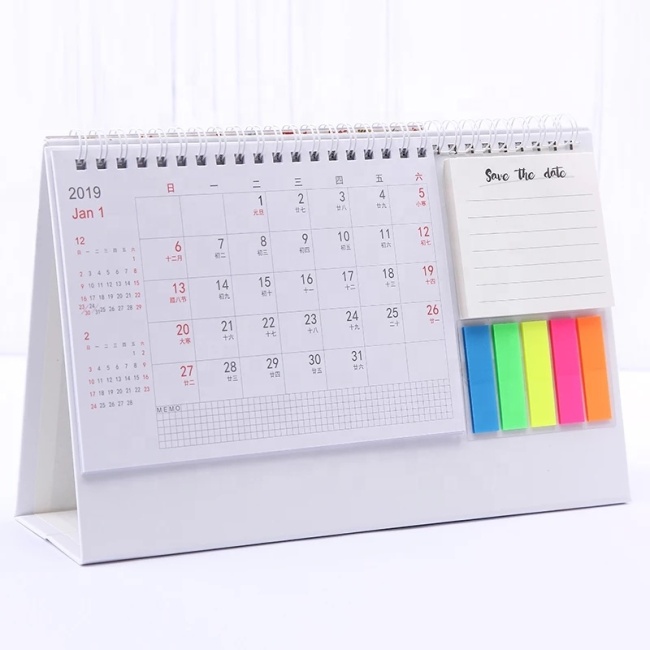 Calendario de pared de escritorio diario del cojín de escritorio, calendario con las notas adhesivas