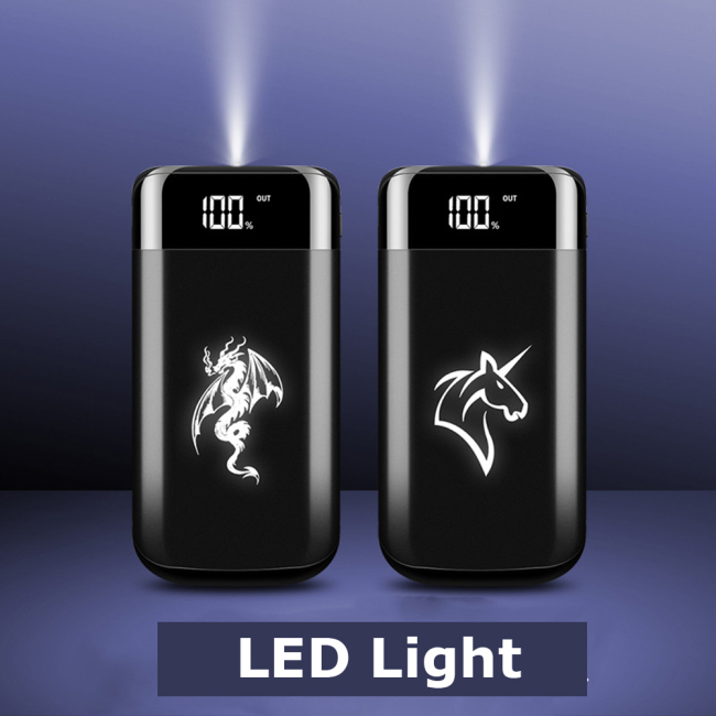 Беспроводные аккумуляторы мощностью 10000 мАч со светящимся светодиодным логотипом, светодиодный цифровой дисплей, используемый для универсального смартфона
