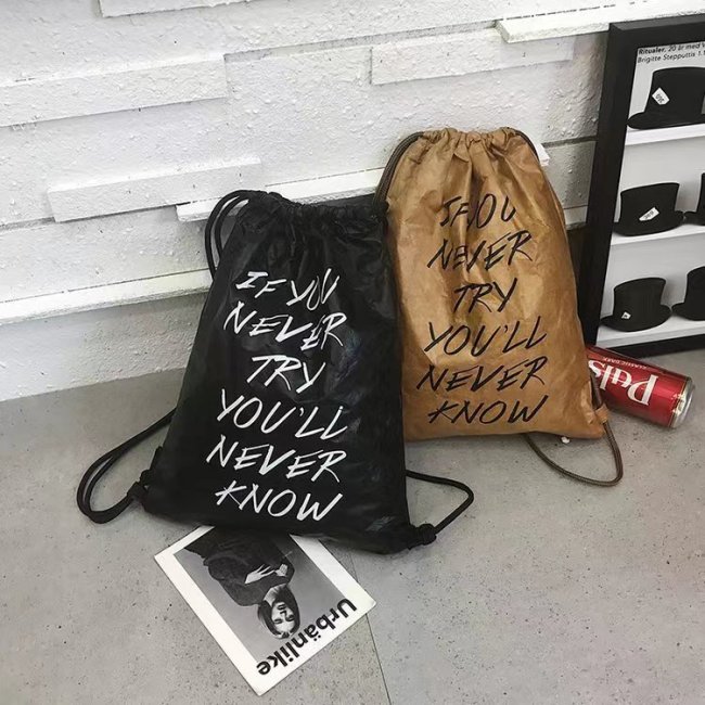 Mosható dupont Tyvek papír Zsinóros táska köteg zsebes tárolótáska szabadtéri retro trend vízálló hátizsákok nőknek