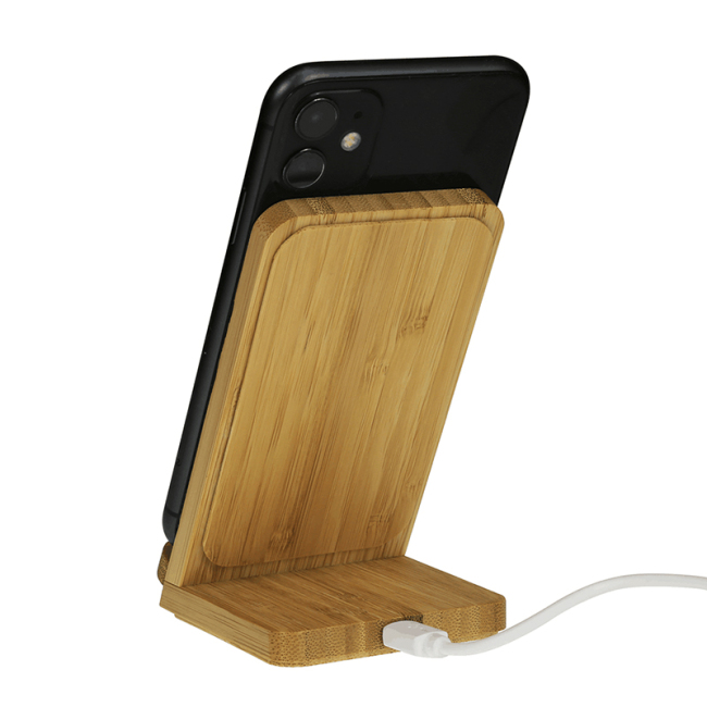 Asztali technikai kütyük fa fa 10W gyors QI bambusz töltőállvány telefontartó vezeték nélküli töltő