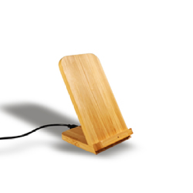 Gadgets de tecnologia de mesa Madeira Madeira 10 W rápido QI Suporte de carregamento de bambu Suporte de telefone Carregador sem fio