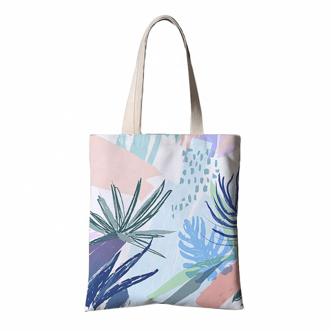 Full plate thermal sublimation printing flower canvas bag cotton canvas handle tote bag cotton bag