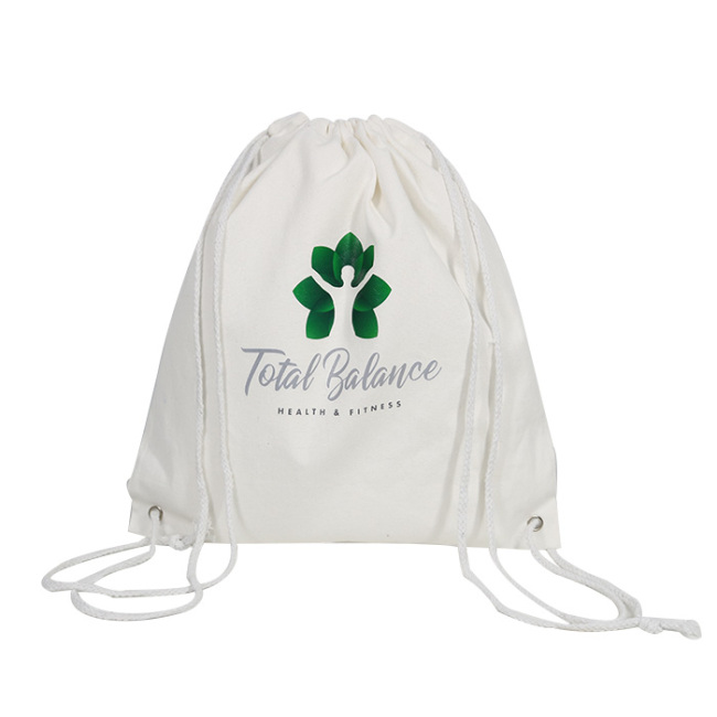 Bolso modificado para requisitos particulares MOQ bajo de la lona de algodón de la mochila del lazo del paño de algodón del regalo con el logotipo