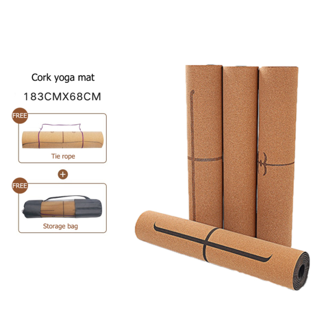 Conjunto de tapete de ioga de alta qualidade ecologicamente correto antiderrapante tapetes de ioga de cortiça/borracha com alto serviço