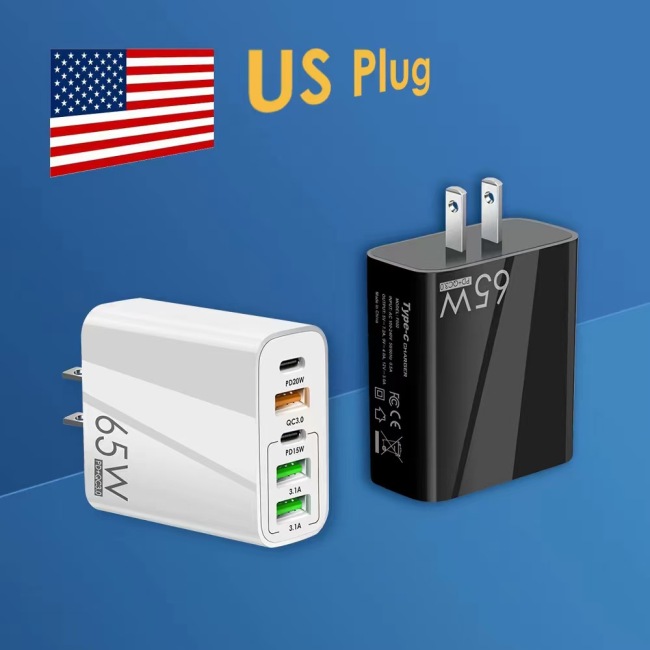 Быстрое зарядное устройство PD 65 Вт, ЕС, США, Великобритания, 2 типа C, 3 USB-порта, адаптер с несколькими выходами, настенное зарядное устройство для мобильного телефона, дорожное зарядное устройство для macbook