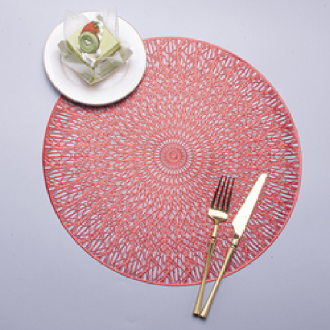 Atacado jogo americano oco em pvc dourado com vários círculos antiderrapante conjunto de tapetes de mesa simples decoração de mesa para uso doméstico