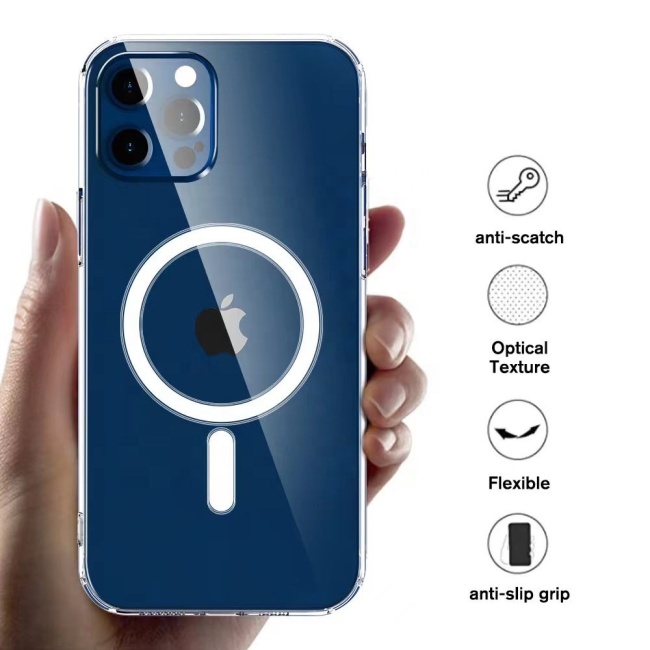 Tpu pc wireless charging clear phone case for iPhone 13 back cover shockproof magnetic phone case for iPhone 12 13 14 pro