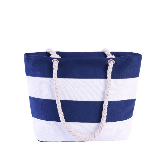 Saco de compras de ombro de praia de reciclagem de design personalizado Saco de ombro de lona de algodão com alça de corda