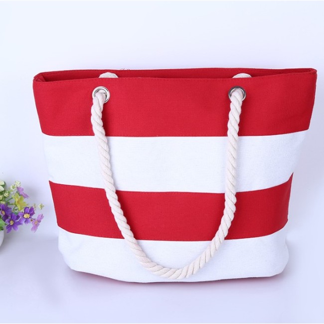 Custom Designer Recycling Shoulder Beach Shopping Bag manufacturing Cotton Canvas Shoulder Tote Bag with Rope Handle