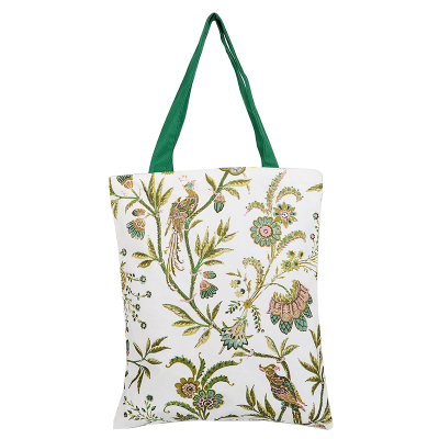 High King eco friendly New Design bird flowers print Canvas Beach Cotton Tote Shopping bag custom