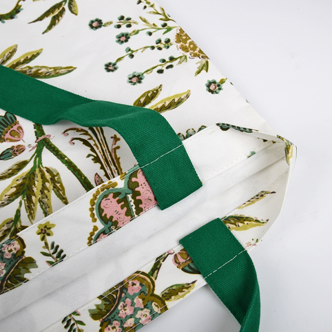 High King eco friendly New Design bird flowers print Canvas Beach Cotton Tote Shopping bag custom