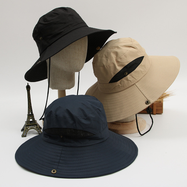 Sombreros de cubo de pesca con protección UV para exteriores, sombrero de playa plegable a prueba de viento de ala ancha