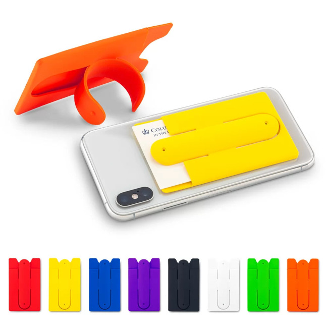 Custom Logo Silicone Mobile Phone Card Holder Cell Phone Stand Credit Card Holder
