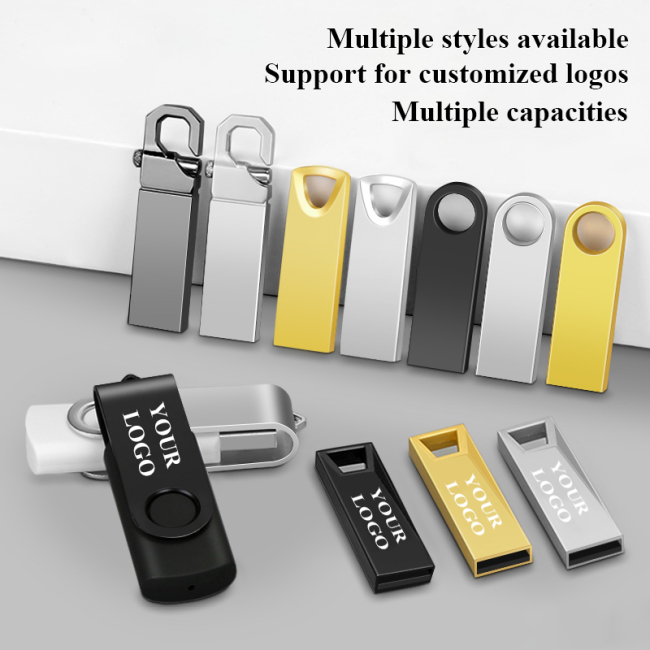 Memoria USB portátil con logotipo personalizado, memoria USB de alta velocidad resistente al agua, memoria USB de metal de 128 GB, Memoria en disco U con llavero