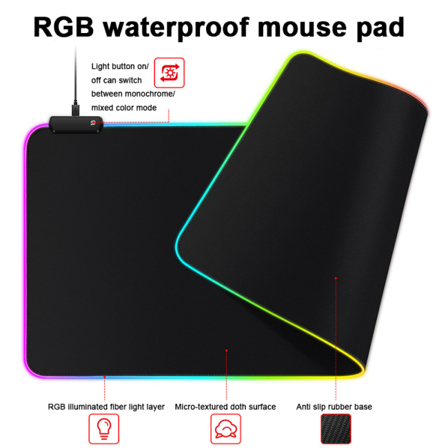 Большие коврики для игровой мыши с RGB-подсветкой и персонализированным логотипом