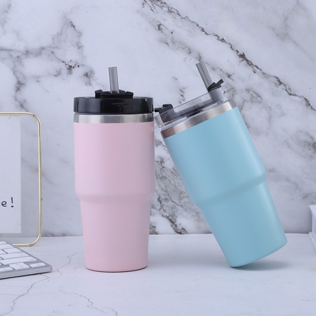 Travel Double Wall Custom Stainless Steel Iced Set Reusable Coffee Cup With Lids