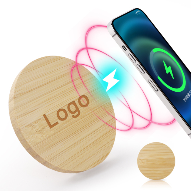 Cargador inalámbrico de bambú enselvado de escritorio ambiental del teléfono del logotipo 5W 10W 15W Qi del laser de Eco