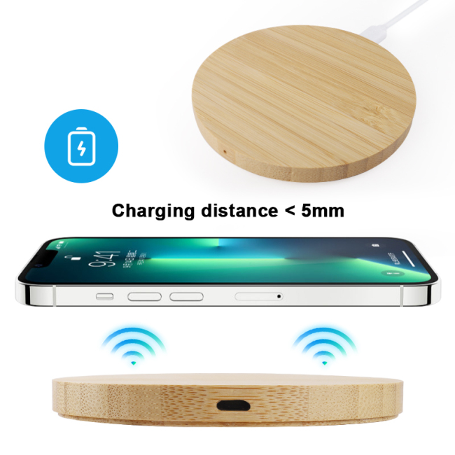 Eco Environmental Laser Logo 5W 10W 15W Qi Desktop Wooded Bamboo Phone Wireless Charger