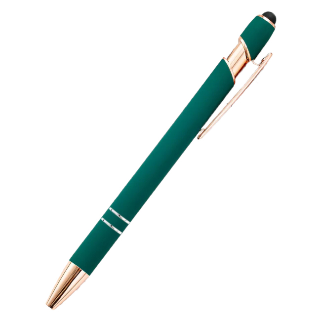 Bolígrafo de Metal multifunción capacitivo 2 en 1 promocional, bolígrafo con pantalla de aluminio con logotipo grabado, bolígrafo de oro rosa
