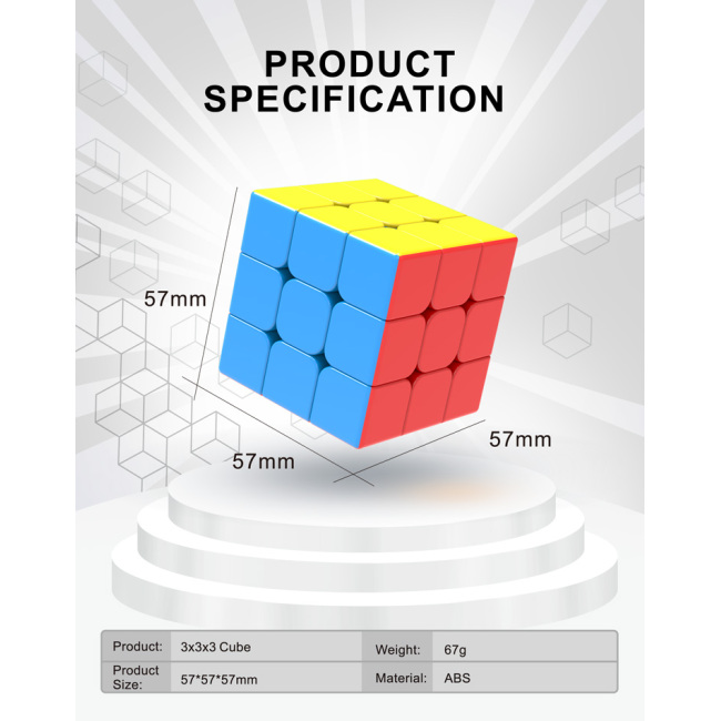 Juguetes educativos 3x3x3 Magic Cube Sticker), 3d Magic Cube, 3x3 Magic Puzzle Cube (fibra de carbono en bolsas Unisex ABS