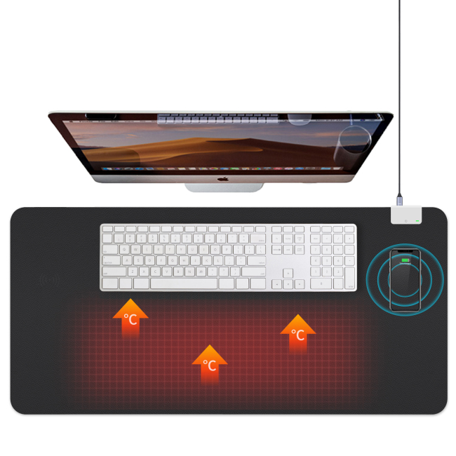 Többfunkciós fűthető, meleg író egérpad vezeték nélküli töltő Qi vezeték nélküli töltőasztal notebook billentyűzet padok