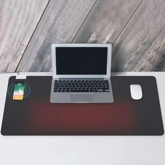 Mouse pad multifuncional aquecido para escrita quente, carregador sem fio Qi, carregamento sem fio, mesa, notebook, teclado