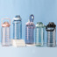 Botella de agua motivacional de 64 oz a prueba de fugas sin BPA con Time Maker, botella de agua plástica deportiva grande con gradiente de medio galón de 2L