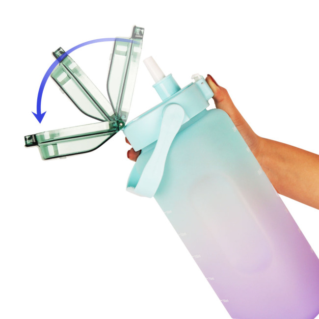 Герметичная мотивационная бутылка для воды на 64 унции без бисфенола А с таймером, большая спортивная пластиковая бутылка для воды с градиентом на полгаллона 2 л