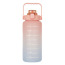 Garrafa de água motivacional à prova de vazamento de 64 onças livre de BPA com criador de tempo, garrafa de água de plástico esportivo grande gradiente de meio galão de 2L