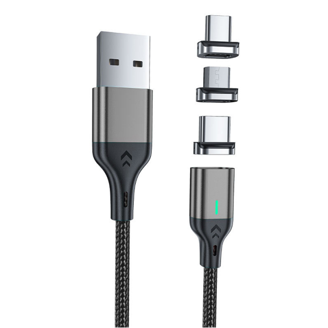 3 в 1 светодиодный магнитный зарядный кабель для Iphone Samsung Android зарядное устройство USB-кабель для быстрой зарядки типа C кабель для передачи данных