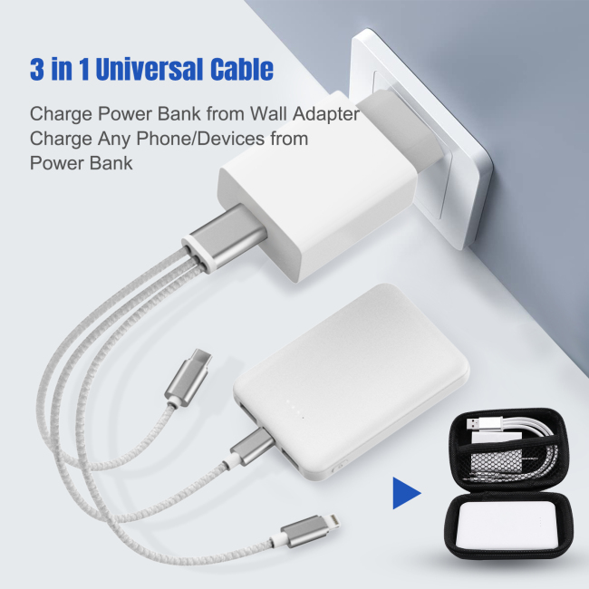 Customized Logo Gift Sets Included Fast Charger Power Bank Usb 3 In 1 Cables For Business 
