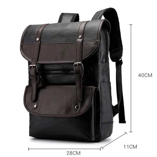 Mochilas de negocios de cuero PU, bolsos retro impermeables, mochilas para ordenador portátil de viaje