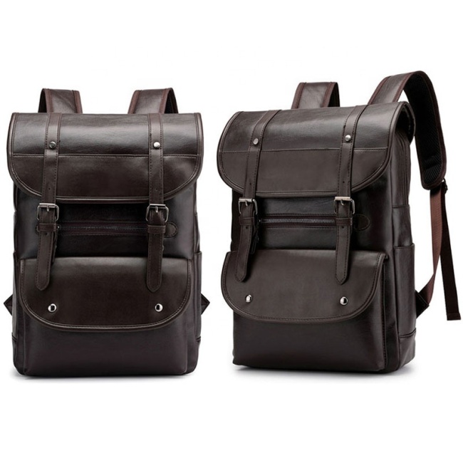 PU Leather Business Backpacks Waterproof Retro Bags Travel Laptop Backpacks