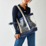 purple Transparent Holographic Clear PVC Shopping Bag with Handle Waterproof Beach PVC Tote Bag