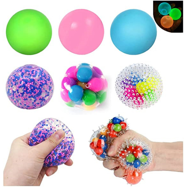 Anti-Stress Ball Stress Relief Toy for Autism, Squeeze Ball, Stocking Stuffers toy Squishy Stress  Fidget Toy PU bouncy balls