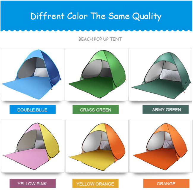 Outdoors Portable Sun Shelter Pop Up Beach Tents Quick Automatic Opening Foldable Tent Free Sample