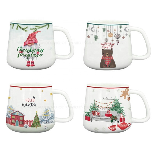 tazas de café de navidad Weihnachtstasse Taza de cerámica promocional de santa, taza de navidad de porcelana, tazas de lujo de taza de navidad