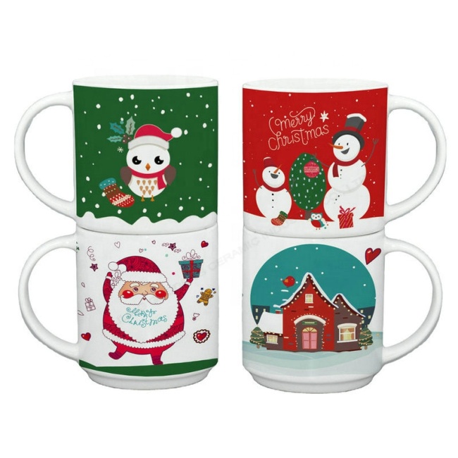 tazas de café de navidad Weihnachtstasse Taza de cerámica promocional de santa, taza de navidad de porcelana, tazas de lujo de taza de navidad