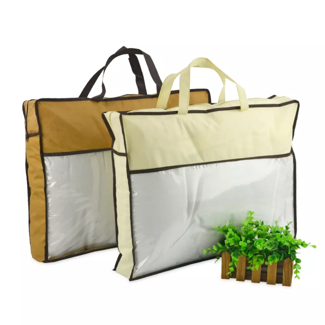 Heavy Capacity Tote Non-Woven PVC Pillow Storage Bag Quilt Packaging Bag Home Textile Dust Bag with Zipper