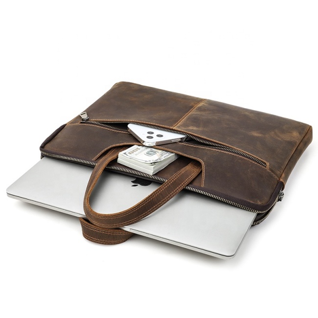 Bolsa para laptop com manga de couro de 14 15 polegadas Bolsa para laptop de couro vintage fino Bolsa para Macbook Pro 14 Inc