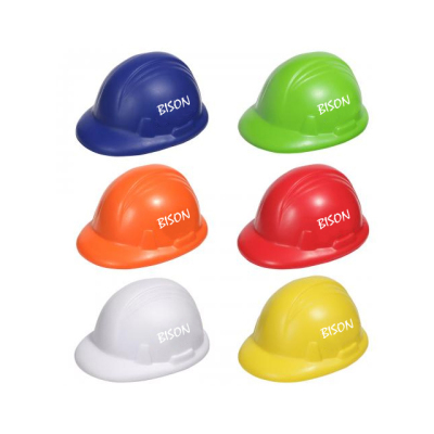 Custom Printed Safety Helmet Shape Anti PU Stress Balls With Logo