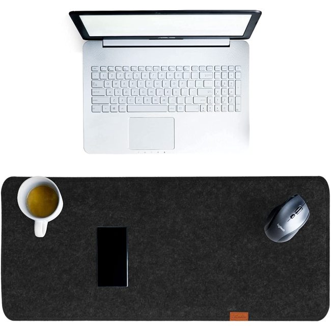 Alfombrilla de escritorio de fieltro para ordenador portátil, extra grande, color gris, para oficina
