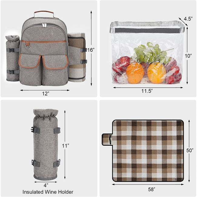Family Outdoor Camping Picnic Bag Insulated Waterproof Pouch 4 Person Waterproof Picnic bag Backpack