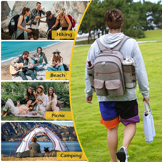 Family Outdoor Camping Picnic Bag Insulated Waterproof Pouch 4 Person Waterproof Picnic bag Backpack