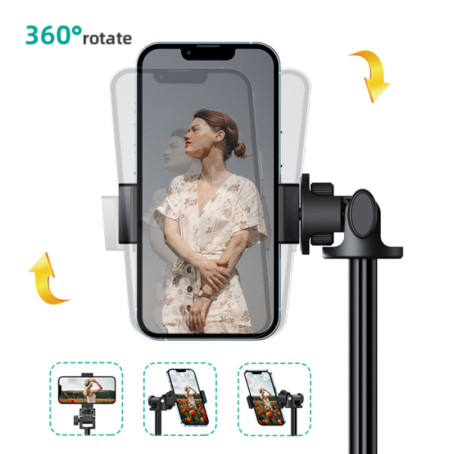 Luz fotográfica del anillo del selfie del trípode de cámara profesional con el tenedor del teléfono del soporte del trípode