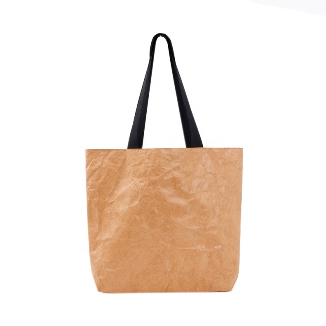 Papel Kraft lavable personalizado, regalo de promoción reutilizable, impermeable, bolsa de compras, bolsa de asas de papel Tyvek