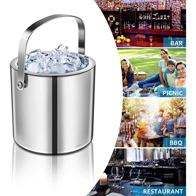 1.3L Large Capacity Wine Custom Beer Bucket for Sale Insulated Stainless Steel Blanks Sublimation Ice Buckets with Lid
