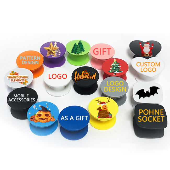Poppings Phone Socket UP Grip Holder with Design LOGO Printing Sockets Phone Stand As a gift