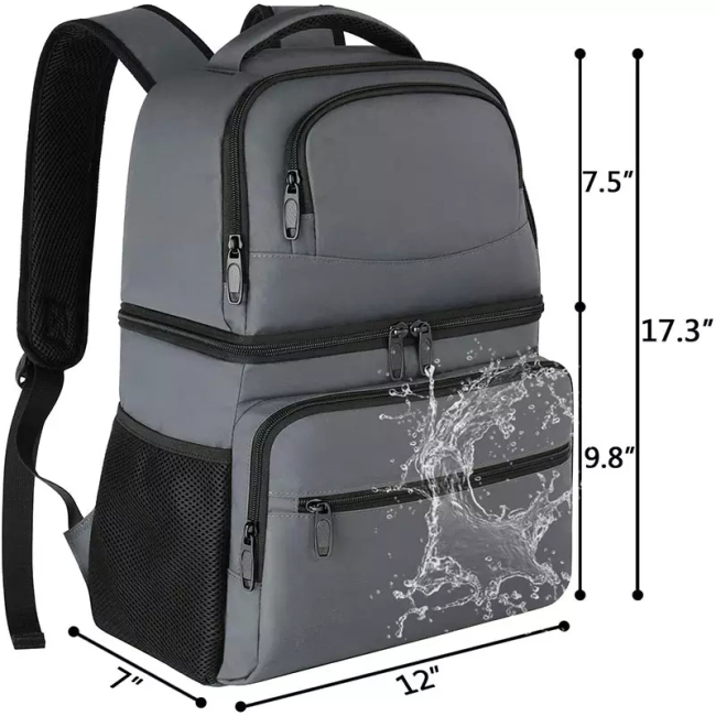 Рюкзак-холодильник Изолированный легкий рюкзак-кулер Большой емкости Мягкая двухъярусная сумка-холодильник для мужчин и женщин